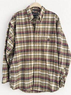Knights of Round Table Men's Plaid Button Down Shirt Large 100% Cotton